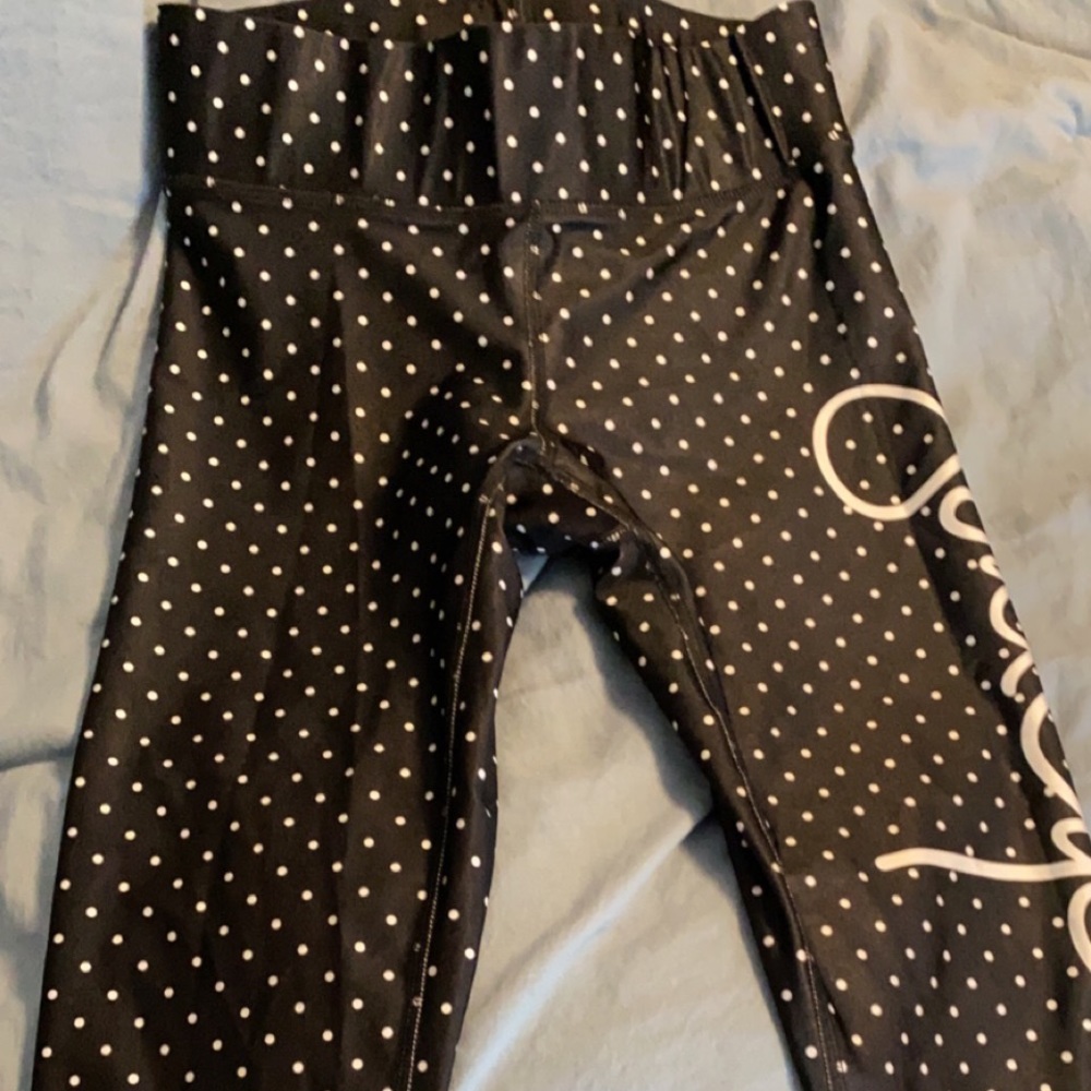 Terez Soulcycle polka dot leggings.